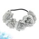 thumbnail image 2 of Diadema playera con rosas para el pelo, corona de vacaciones, adorno de flores para el pelo para niñas y mujeres (plateado), 2 of 6