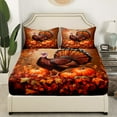 thumbnail image 2 of Erosebridal Rustic Turkey Fitted Sheet Full, Fall Maple Leaf Bedding Set Full Size, Pumpkin Decor 3 Pieces（No Top Sheet）, 2 of 6