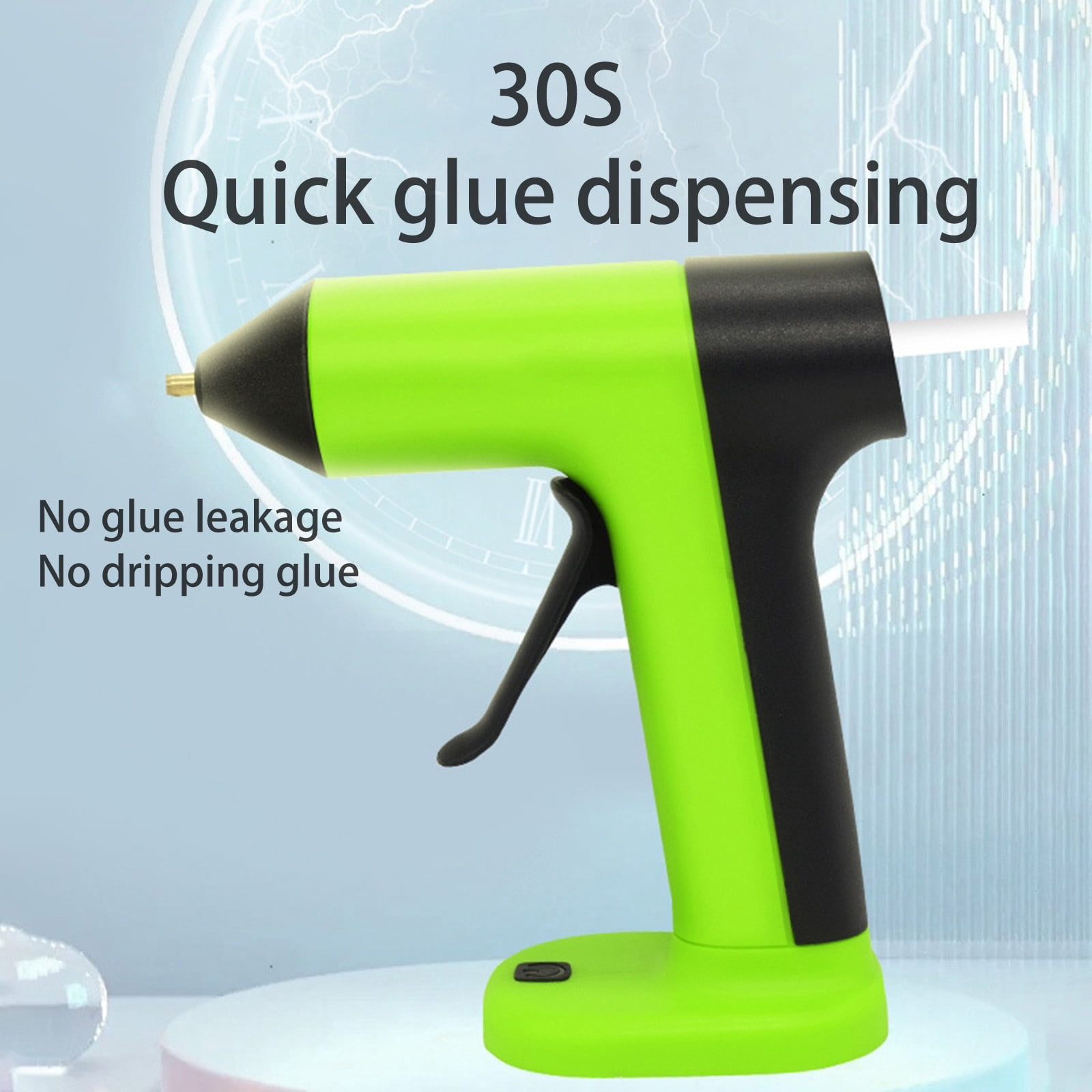 USB Rechargeable Hot Melt Glue Gun, Cordless DIY Craft Repair Tool with Rapid Heating, Handheld Adhesive Applicator for Arts and Home Projects, Green