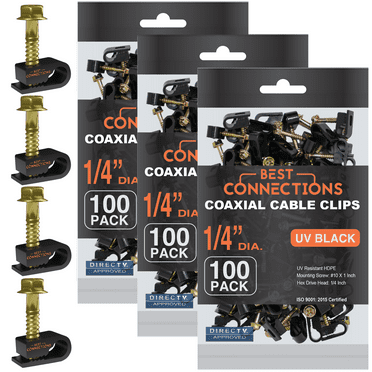 Mount Clips 300 pcs Single Black Flex  With Strain Relief Screw RG6 RG59 Coax Cable