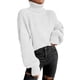 thumbnail image 1 of Suéter de punto Cuello alto Hombro caído Jersey de manga larga Suéter casual para mujer Blanco M, 1 of 5