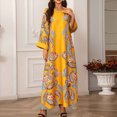 thumbnail image 3 of Long Sleeve Dress,Long Dress for Women Summer,Womens Fashion Casual Printed Long Sleeve Round-Neck Ankle Dress,Casual Summer Dress for Women,3/4 Sleeve Dress for Women, 3 of 8