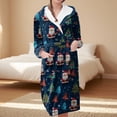 thumbnail image 2 of Women's Fleece Plush Robe Long Warm Plush Bathrobe Loungewear Jacket Printed Comfort Robe, 2 of 5