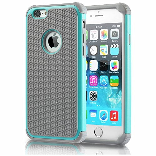 iPhone 6 Case iPhone 6S Case GOGING Impact Resistant Double Layer Shockproof Hard Shell Case for Apple iPhone 6 6S 4.7 inch Teal