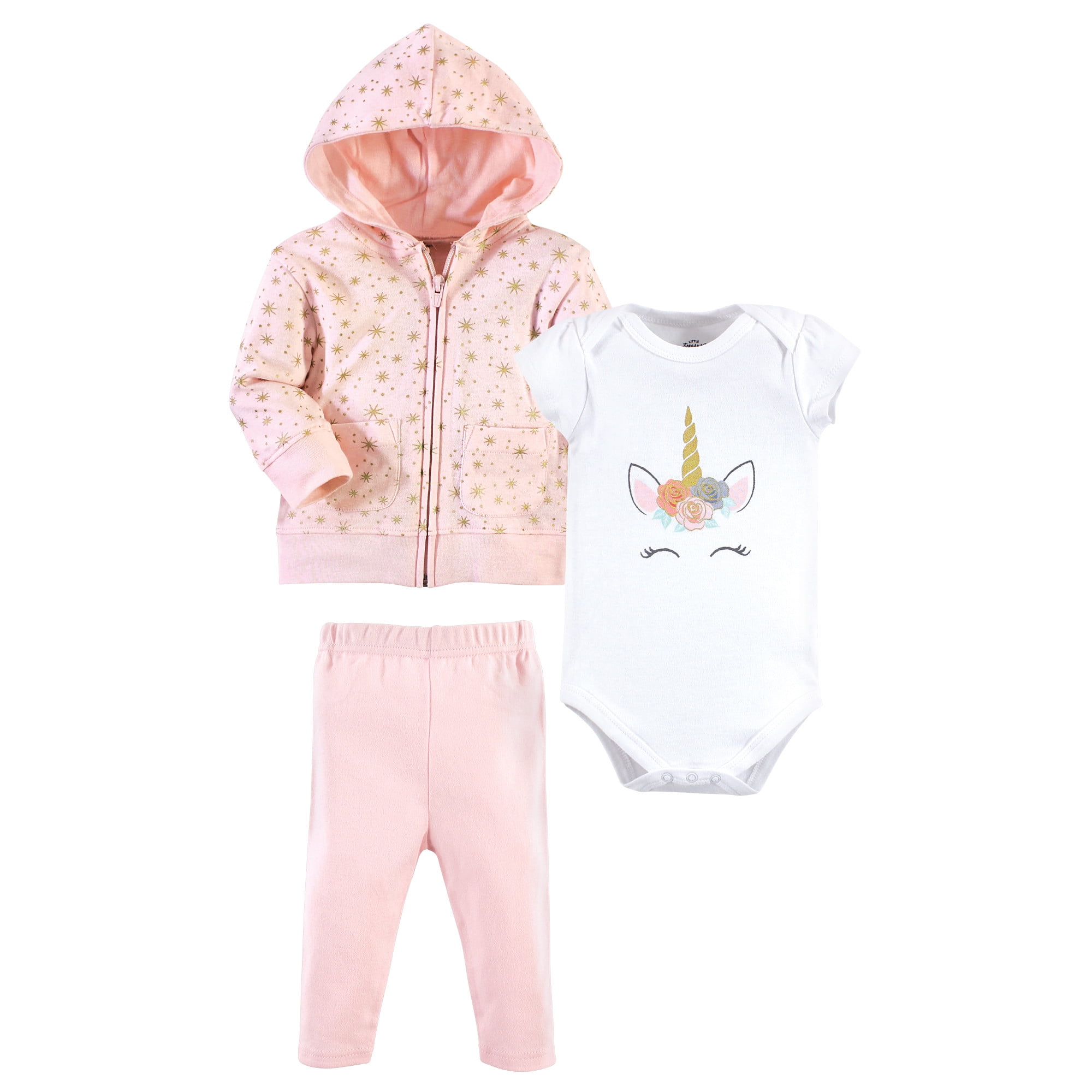 Little Treasure Unisex Baby Hoodie Bodysuit or Tee Top Leopard and Pant Set