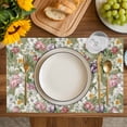 thumbnail image 4 of Sage Green Botanical Placemats Set of 6, Spring Floral Summer Botanical Vintage Placemats for Dining Table, Place Mats for Kitchen Tabletop, Waterproof Wipeable Dining Table Mats Set, 4 of 9