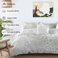 thumbnail image 3 of 3 Piece Sage Green White Duvet Cover Set Twin Size, Microfiber Comforter/Quilt Cover with Corner Ties and 2 Pillowcases, Abstract Grey Chrysanthemum Flower All Season Soft Bedding with Zipper Closure, 3 of 8