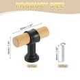 thumbnail image 2 of Uxcell 4 Pack T-Bar Wooden Drawer Pulls, 1.57" x 0.63" Wood Cabinet Pulls Single Hole Drawer Knobs with Black Base and Screws for Home Kitchen Room Closet Cupboard, Beech, 2 of 6