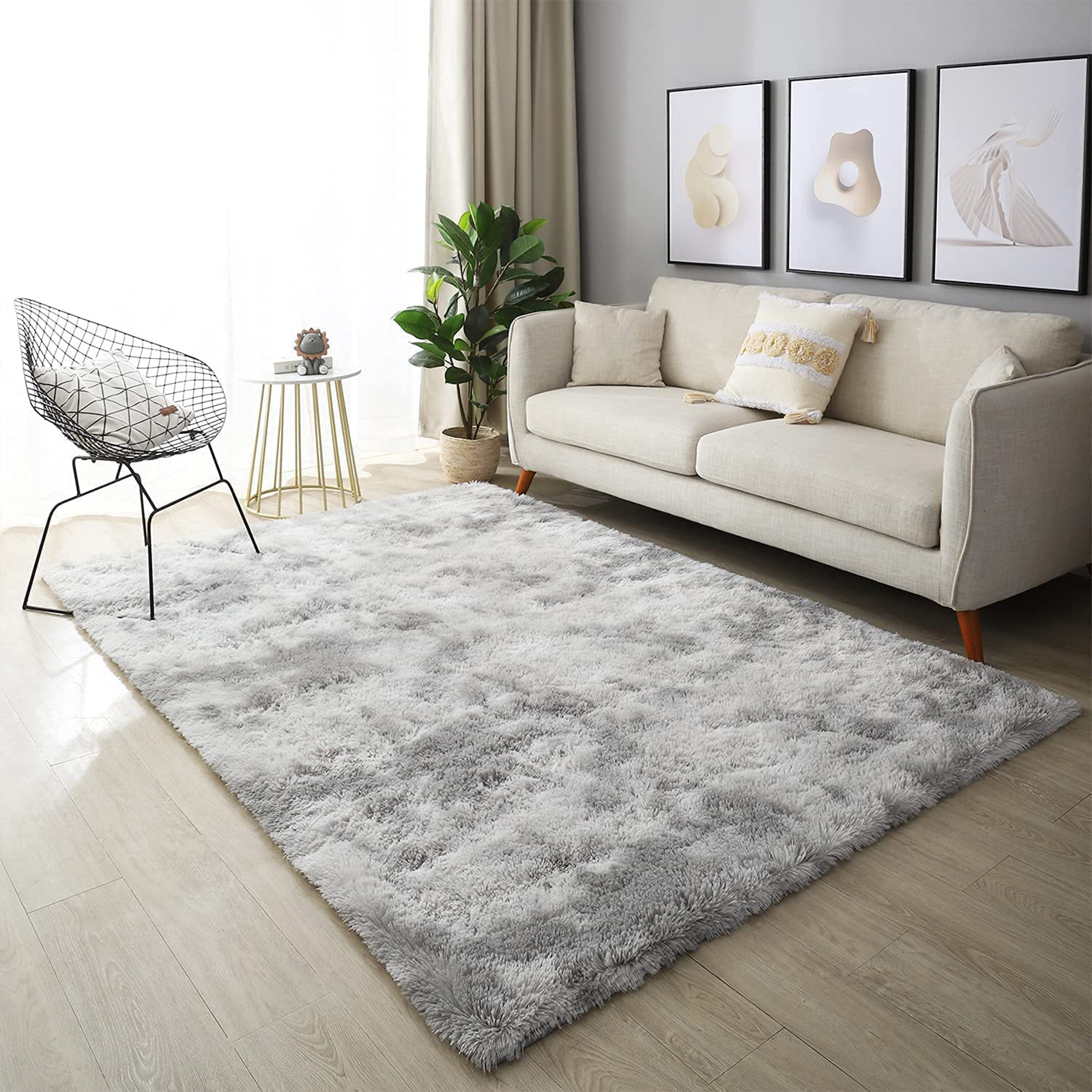 CozyDesg 8ft x 10ft Area Rugs, Soft Fluffy Area Rugs Floor Mat Floor Rugs for Living Room Bedroom Modern Decor Carpet, Light Gray