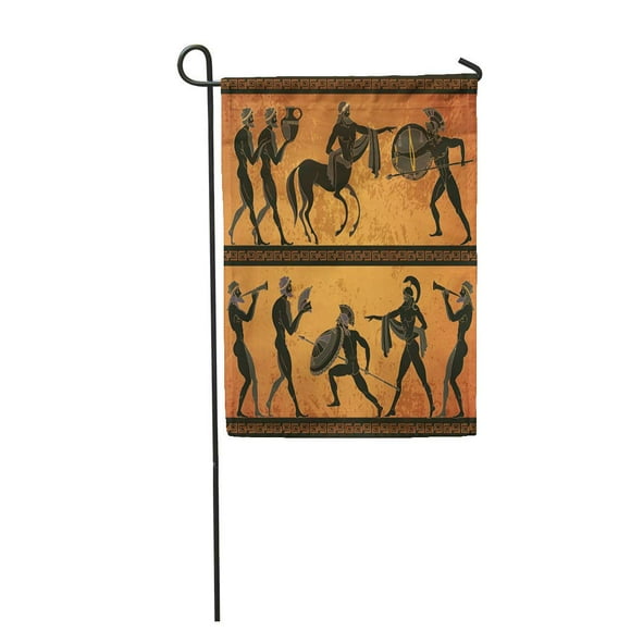 JSDART Ancient Greece Scene Black Figure Pottery Greek Mythology Centaur Garden Flag Decorative Flag House Banner 28x40 inch