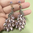 thumbnail image 4 of Vintage Peacock Dangle Earrings for Women 14K Gold Plated Green Crystal Feather Peafowl Statement Drop Dangling Stud Earring Boho Exaggerated Birthday Holiday Jewelry Gifts, 4 of 12