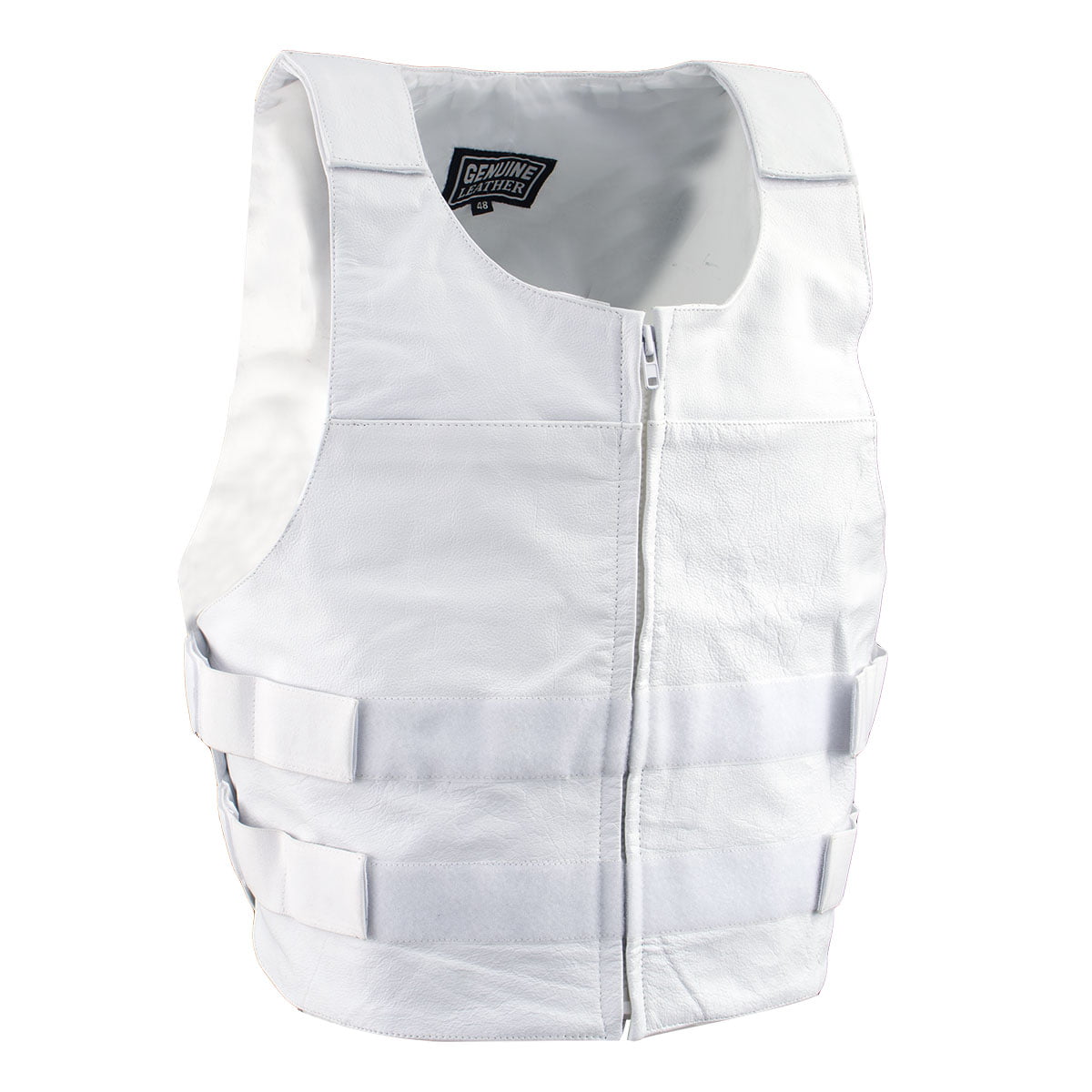 Genuine Leather SH1367ZW Men’s 'Bullet Proof Replica' White Leather Vest 58
