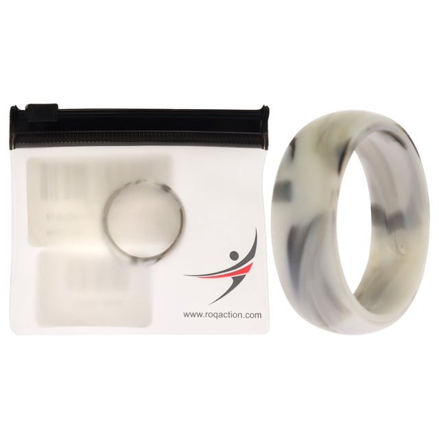 Alianza de boda de silicona - Mármol blanco-negro de ROQ para hombre - Anillo de 14 mm