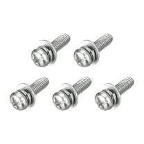 M3 x 10mm 304 Stainless Steel Phillips Pan Head Machine Screws Bolts Combine with Spring Washer and Plain Washers 5Pack