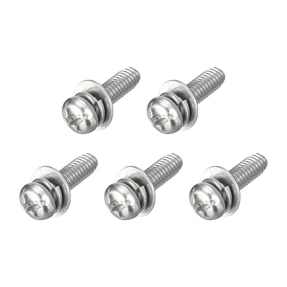 M3 x 10mm 304 Stainless Steel Phillips Pan Head Machine Screws Bolts Combine with Spring Washer and Plain Washers 5Pack