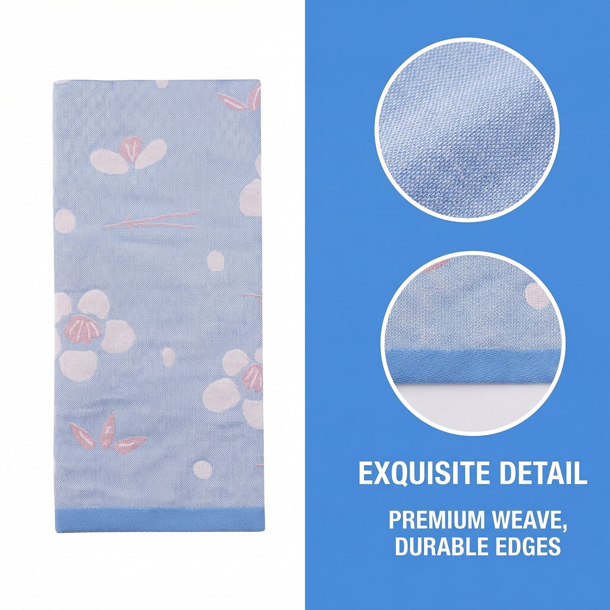 Unique Bargains Cotton Floral Jacquard Hand Towel Soft Absorbent Towel Gray Blue 29" x 13"