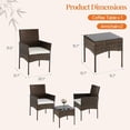 thumbnail image 5 of Simenmax 3 Piece Patio Wicker Furniture Set, Outdoor Rattan Chairs with Tempered Glass Coffee Table, Comfortable Washable Cushions for Balcony, Backyard, Poolside, Beige, 5 of 8