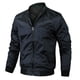thumbnail image 2 of Chaquetas Hanzidakd para hombre, abrigos de invierno y otoño, manga larga, color liso, cuello alto, bolsillo con cremallera completa, ligeras, gabardinas holgadas, cárdigan informal, tops, azul, 2 of 8