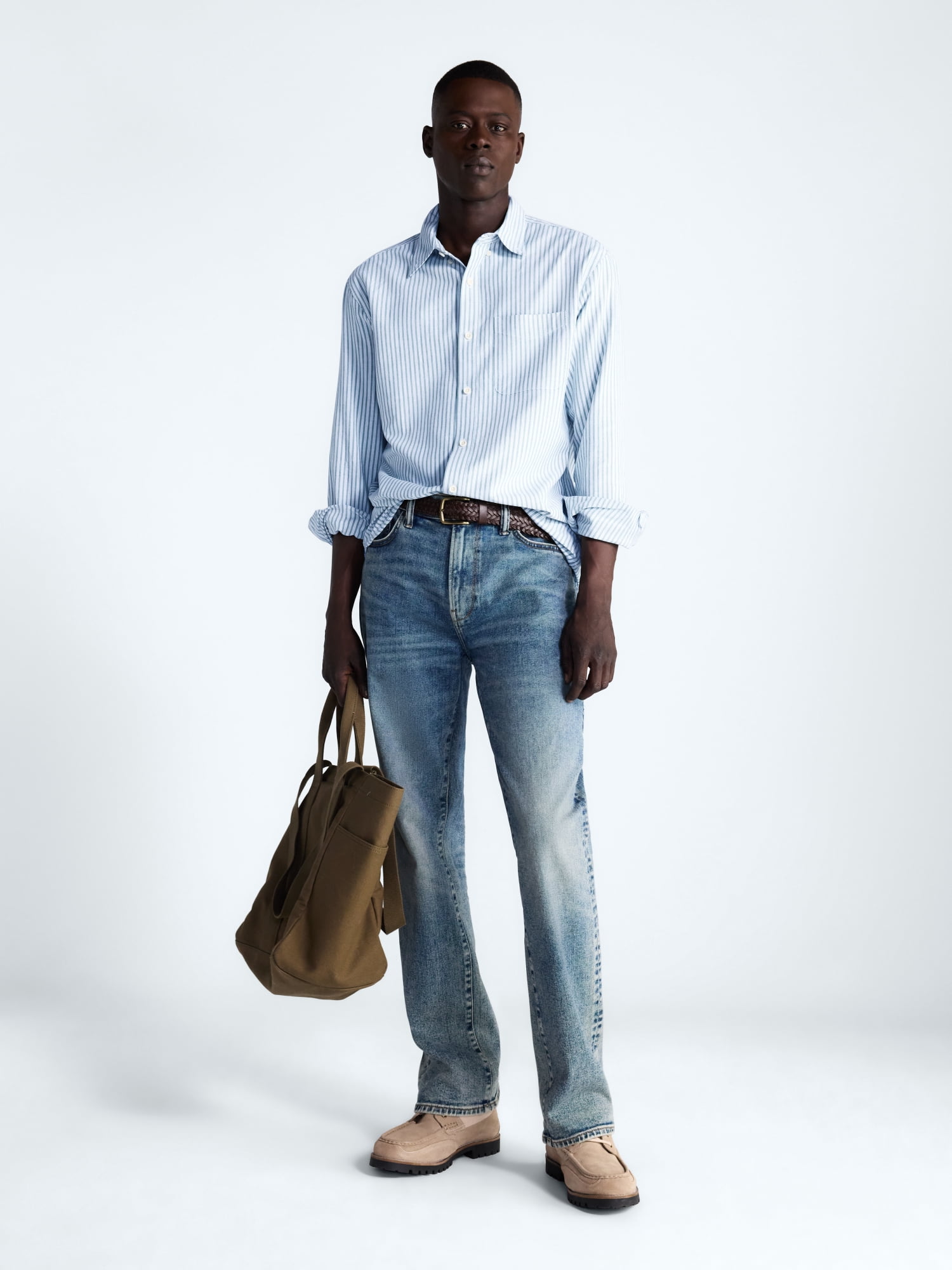 Free Assembly Men's Cotton Button Down Oxford Shirt with Long Sleeves, Sizes XS-3XL