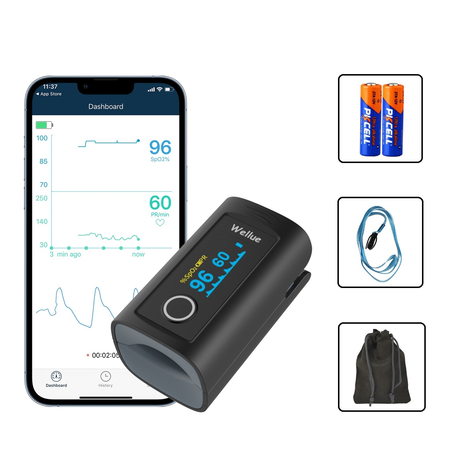 Wellue Pulse Oximeter, Bluetooth Oxygen 