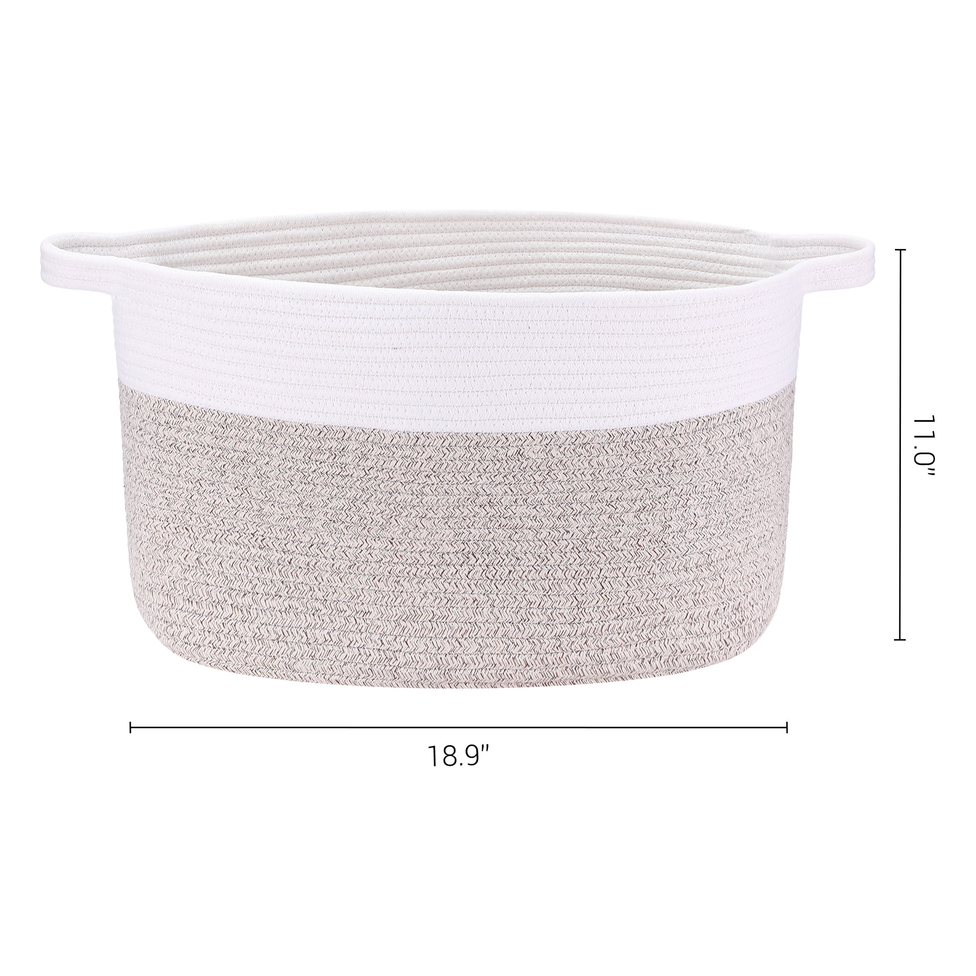 Unique Bargains Woven Storage Basket with Handle Shelf Storage Bin for Home White Brown