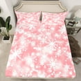 thumbnail image 2 of Manfei Dreamy Snowflake Chils Full Size Sheets, Merry Christmas Bed Sheets, Pink Princess Style Sheet Sets, Microfiber Bedroom Decor, 4 Pieces, 2 of 7