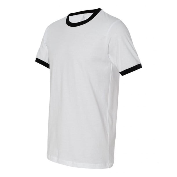 Bella + Canvas - Camiseta de Jersey de Heather Ringer - Blanco / Negro - Pequeño Bella Camiseta de manga corta