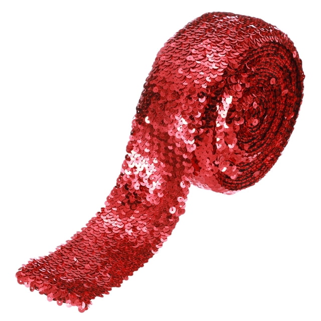 Uxcell Ruban à Sequins Élastique 11 Yards 3 Pouces 8 Rangées pour Couture Rouge