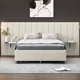 thumbnail image 2 of Full Size Platform Bed with Big Headboard, Velvet Upholstered Bed Frame with Wood Slat Support for Boys Girls AdultsBedroom Furniture, No Box Spring Needed, Easy Assembly, Beige, 2 of 9