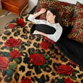 thumbnail image 4 of Manfei Leopard Print 7-Piece Twin Bedding Sets,Red Rose Bedding Comforter Set,Flower Animal Breathable Sheet Sets,Ultra Soft Floral Room Decor,Reversible, 4 of 7