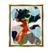 Stupell Industries Bold Asymmetrical Scribble Shapes Graphic Art Metallic Gold Floating Framed Canvas Print Wall Art, Design by Jeff Jorillo