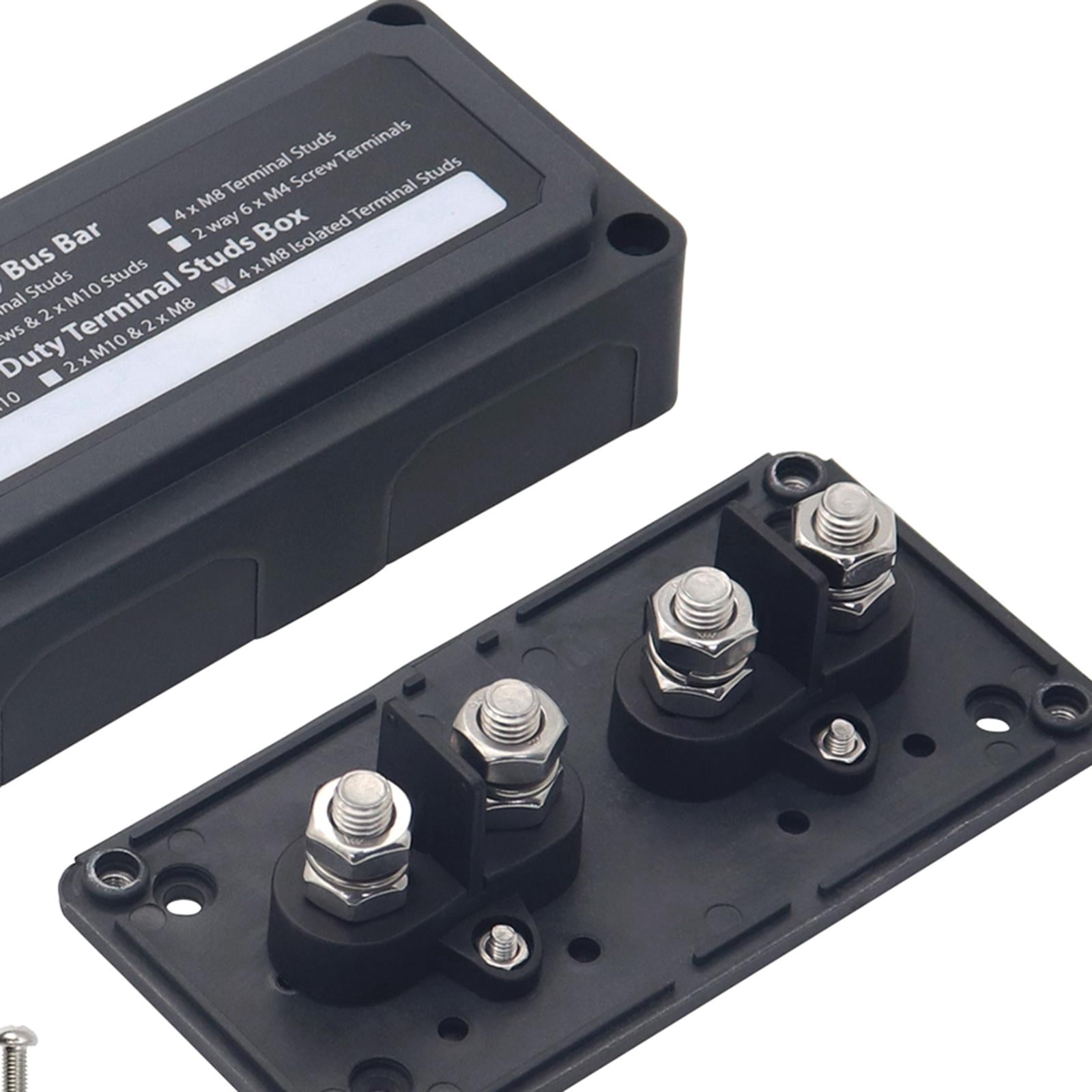 Power Distribution Terminal Block Busbar Box Bus Bar for Yacht RV Boats Black 4 x M8