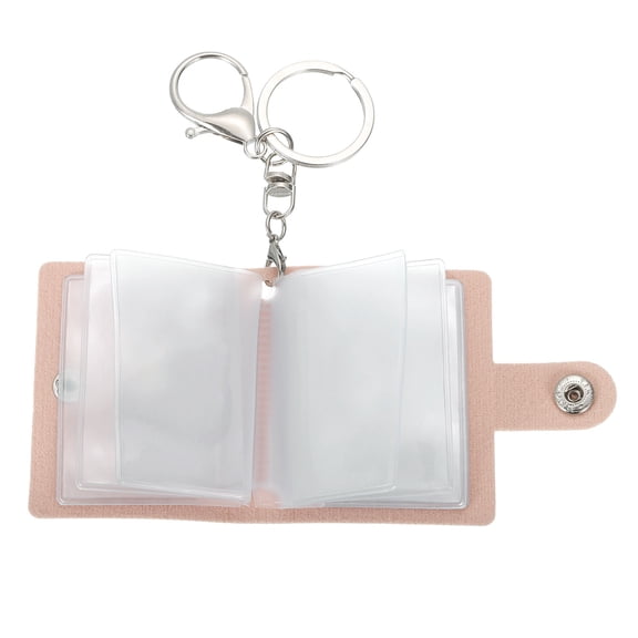 1 Pcs Personalized Leather Mini Photo Album Keychain with 10 Pictures, Pink