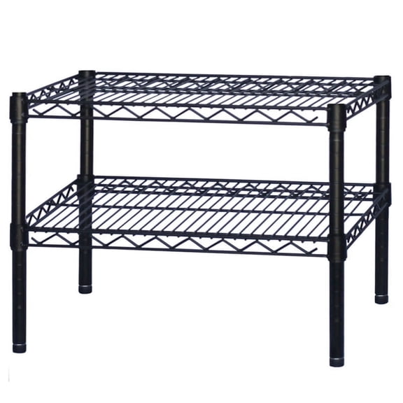 Shelving Inc. 18"d x 24"w x 14"h Black Wire Shelving with 2 Tier Shelves, Weight Capacity 300lbs Per Shelf