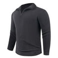 thumbnail image 2 of SYMOID Mens Warm 100% Polyester Half-Zip Pullover - Dark Gray Stand-Up Collar Top for Cool Weather/Casual/Lounging, Sizes M-XXXXL,Size L, 2 of 6