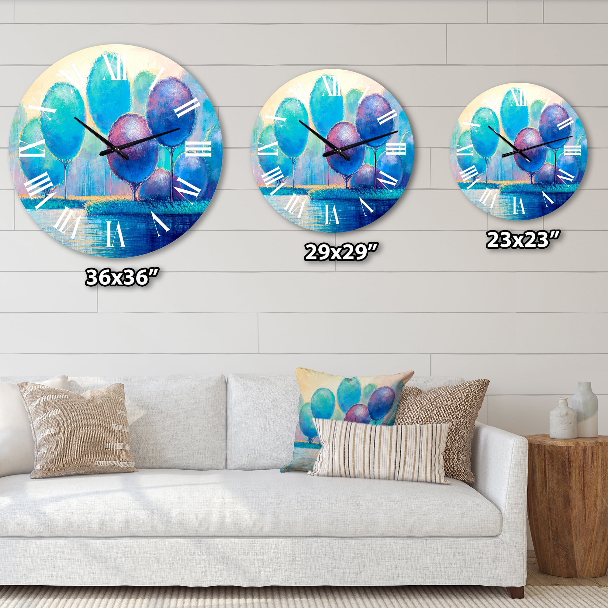 Designart 'Colourful Ornamental Trees V' Modern Wall Clock