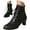 Black, variant on Winter Vintage Boots for Women PU Leather Lace Up Ankle Booties Side Zipper Shoes Mid Heel Fall Chunky Heel Short Boots