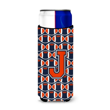 

Carolines Treasures CJ1066-JMUK Letter J Football Orange Blue and white Ultra Beverage Insulators for slim cans Slim