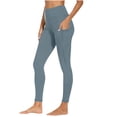 thumbnail image 2 of YHAJDS Women Yoga Pants Solid Color Hip Lifting Stretchy Leggings With Pockets Sports Daily Long Trousers for Women, 2 of 9