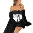 thumbnail image 1 of Kmbangi Women Waist Corset Solid Color Lacing Cincher with Chest Support, 1 of 10