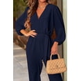 thumbnail image 4 of PRETTYGARDEN Women's Fall Jumpsuits Dressy Casual Pants Romper Spring Long Sleeve V Neck Belt Pockets One Piece Outfits, 4 of 7