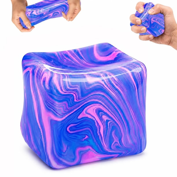 Cubo antiestrés Muhubaih, juguete sensorial cuadrado para apretar, azul