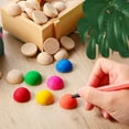 thumbnail image 6 of Hesmartly 300 Pcs Half Wood Balls 10mm Split Balls for DIY Craft Supplies and 6pcs Paint Brushes, 6 of 7