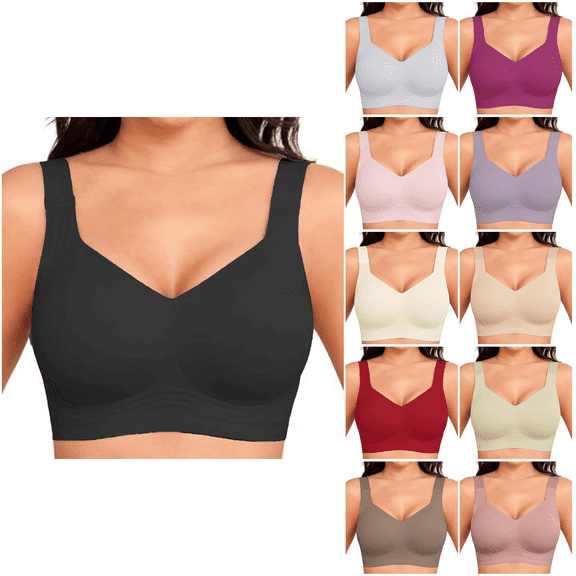 Ahuyic Womens Sports Bra,Summer Plus Size Bra,Jelly Bras For Womens Push Up No Underwire Bra Comfy Soft Buttery Yoga Bralette Everyday Sport Tshirt Brassiere,Brown,XXXL