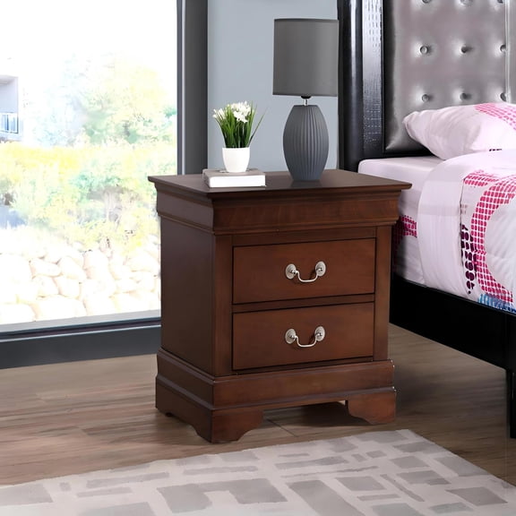 Noble House Traditional Nightstand with English Dovetail Drawers, Carved Base Design, Cappuccino Finish