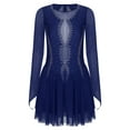 thumbnail image 3 of Runhomal Robe de Danse Lyrique pour Femmes Patchwork en Maille Manches Longues Justaucorps Costume de Danse Moderne Bleu Marine L, 3 of 7