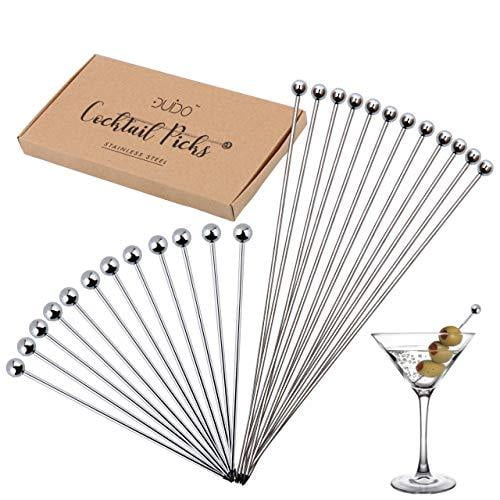 20PCS Cocktail Picks 4 Styles Cocktail Skewers Stainless Steel Martini Picks,
