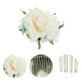 thumbnail image 3 of Unique Bargains Christmas 1 Pc Women's Lightweight Simulated Flowers Side Comb for Parties White Polyester Fabric Iron, 3 of 4