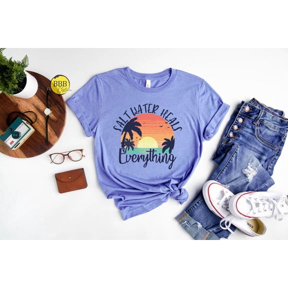 Salt Water Heals Everything Shirt: Summer Beach Vacation Tee TSHIRT All Size S-5XL