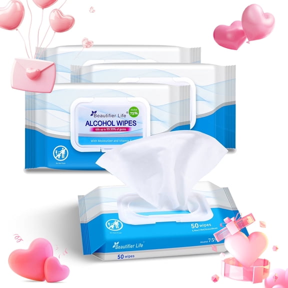 Beautifier Life Wet Wipes -  Hand Wipes with Aloe, Vitamin E and Moisturizer, 4 Pack, 200 Counts in Total